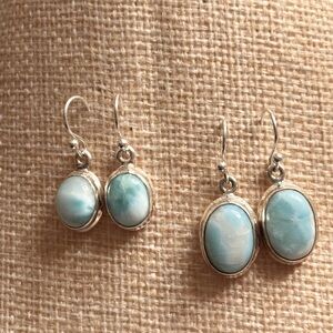 Sterling Silver Genuine Dominican Larimar Earrings 2 Pairs! 💙💙